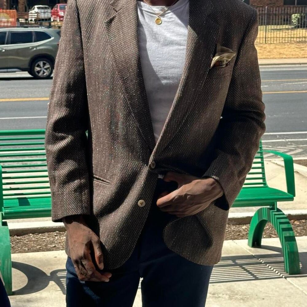 louis roth brown herringbone blazer vintage preppy